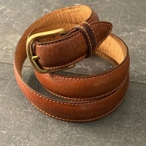 Vintage Geoffrey Beene Made in Italy Brown Leather Belt – Brass Buckle